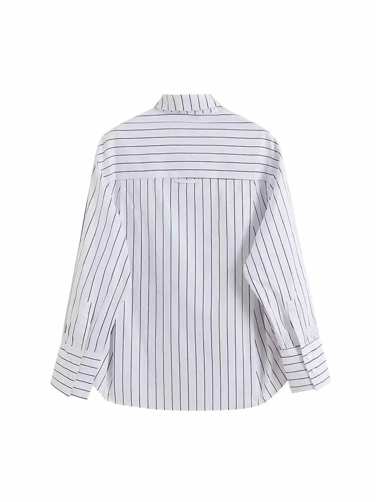 Stripe Loose Vintage Long Sleeve Button-up